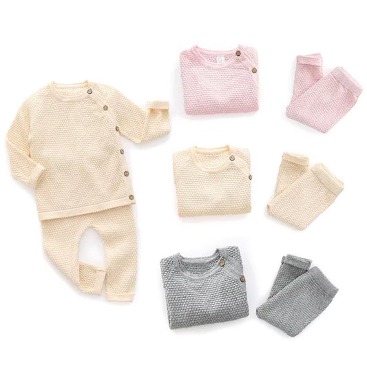 SnuggleNest – Spring Cotton Knitwear Set for Babies